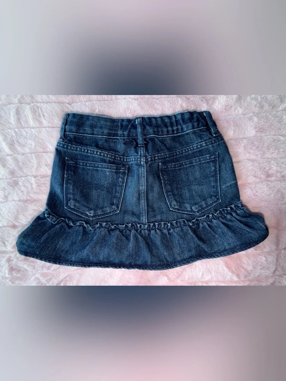 GAP Kids Dark Blue Denim Ruffle-Hem Mini Skirt